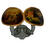 French 1920
s carved wood sconce with ornate shades