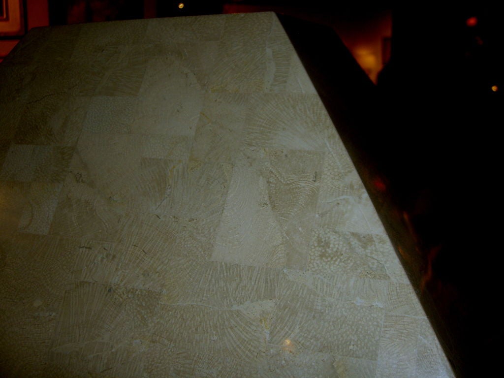Tessellated Marble twist Karl Springer floor lamp original shade 5