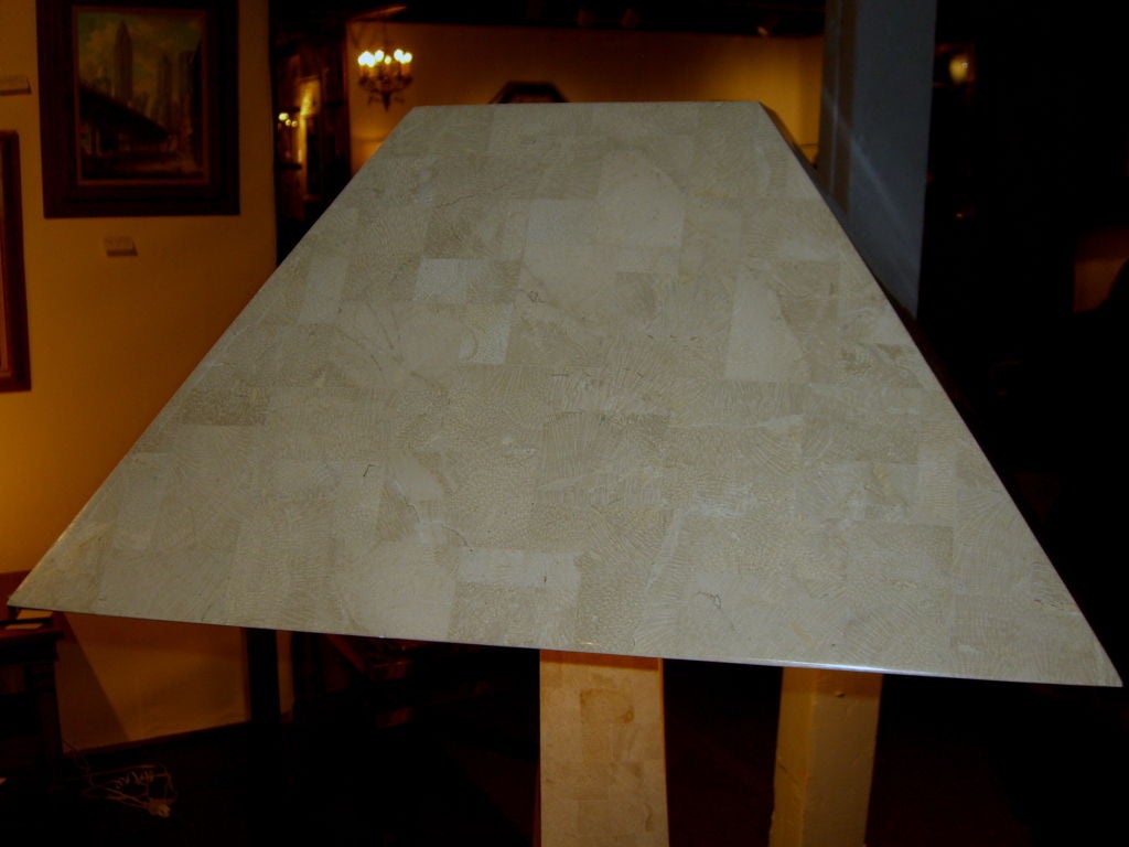 American Tessellated Marble twist Karl Springer floor lamp original shade