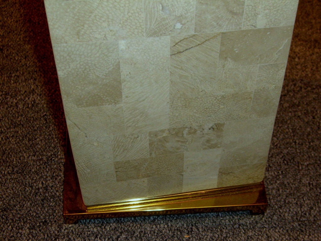 20th Century Tessellated Marble twist Karl Springer floor lamp original shade