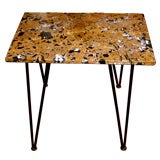 1950's Iron Hairpin leg table with beautiful marble top