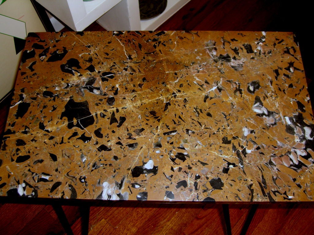 1950's Iron Hairpin leg table with beautiful marble top