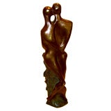Signed 1960's abstract bronze of entwined lovers