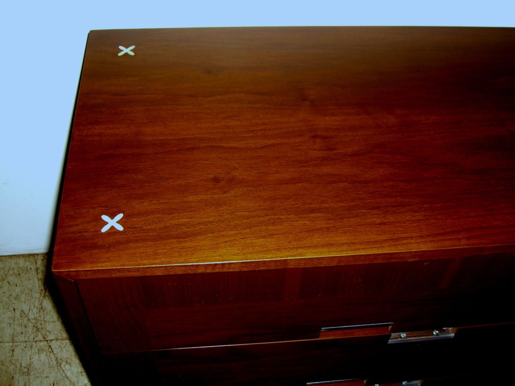 American of Martinsville cabinet with caned door aluminum inlay 1