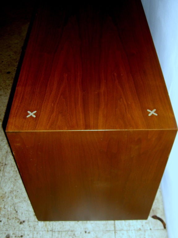 American of Martinsville cabinet with caned door aluminum inlay 3