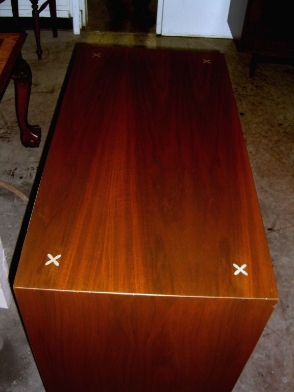 American of Martinsville cabinet with caned door aluminum inlay 4