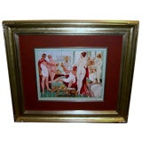 Antique William Weeks Hall Watercolor  Genre scene Roman w/ nudes