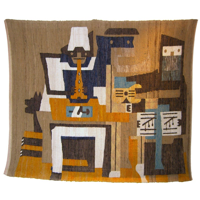 1976 Hand woven tapestry by Peruvian Sanntiago Paucar orig rect