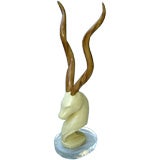 Art Deco Gazelle carved wood sculpture acrylic base added later