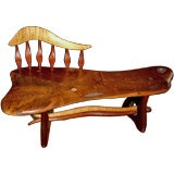 Incroyable banc en bois exotique mélangé de l'artisan Steven Spiro