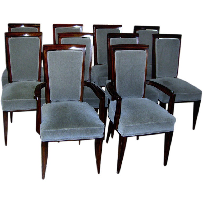Fabulous set of 10 period French Art Deco Dining room chairs