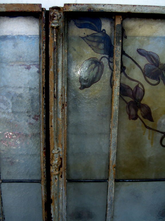 Wonderful Victorian hand painted window w/floral motif 5