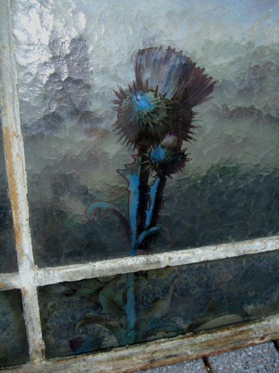 American Wonderful Victorian hand painted window w/floral motif