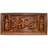 Remarkable hand carved oak deep relief Saints' Ansgar Bonifacius