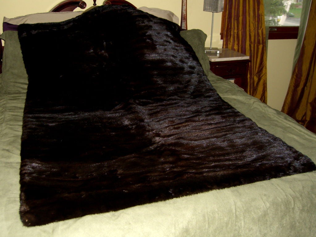 Elegant mink blanket with cashmere backed interior 1950's 1