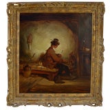 Late 18th/ Early 19th cty o/c man feeding a monkey great frame