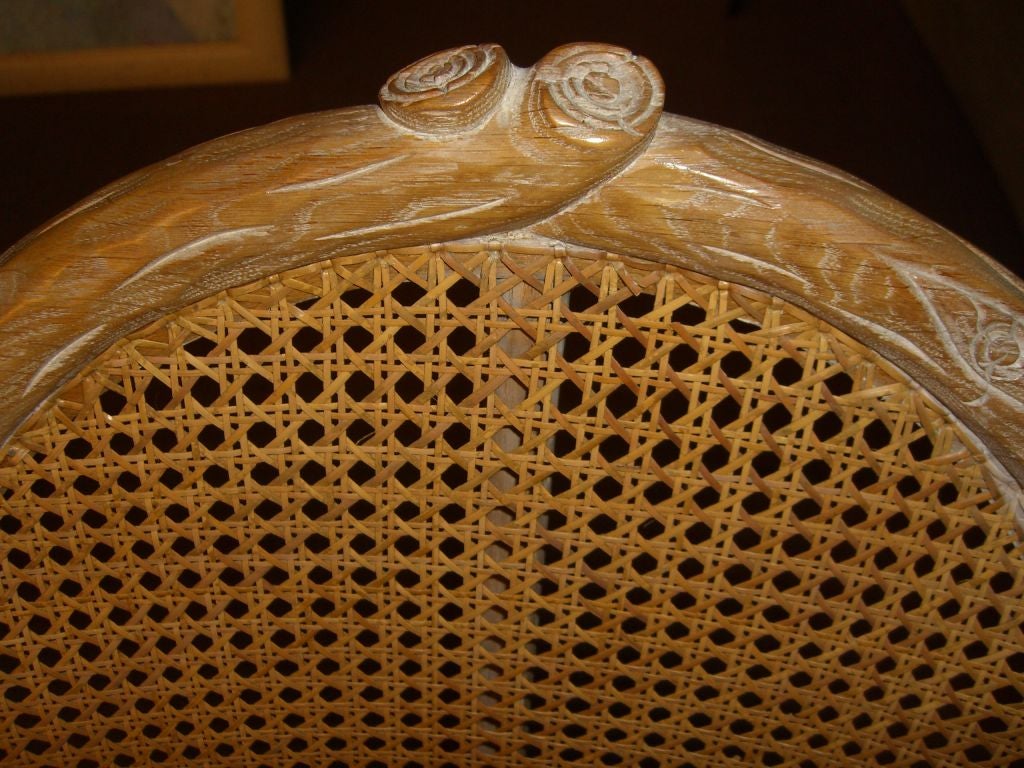 Mid-20th Century Nice 1960's rush seat carved wood tree limb chair