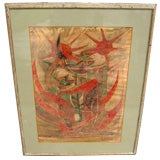 Great abstract mixed media on paper signed Goto 1956