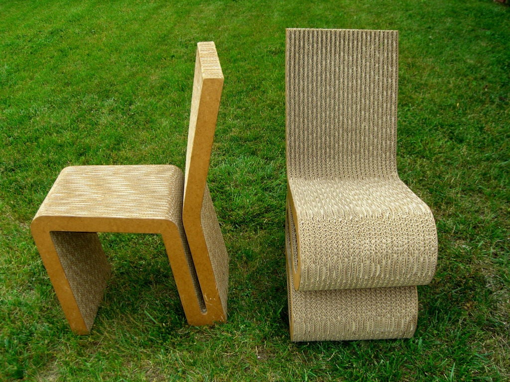 American Pair of Frank Gehry Easy edge cardboard chairs
