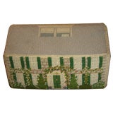 Nantucket cottage shaped needlepoint doorstop dated 1942