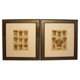 Pr of hand colored 19th Century German architectural Lithographs