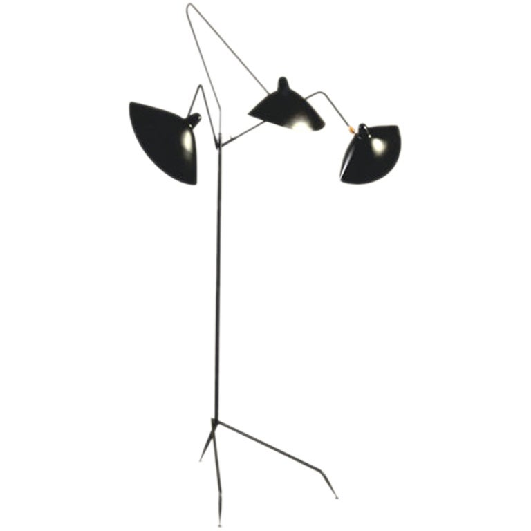 Serge Mouille three-arm standing lamp, 21st century