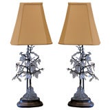 Pair of Glass Tree Lamps