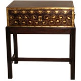 British Colonial Rosewood and Inlaid Brass Document Box On Stand