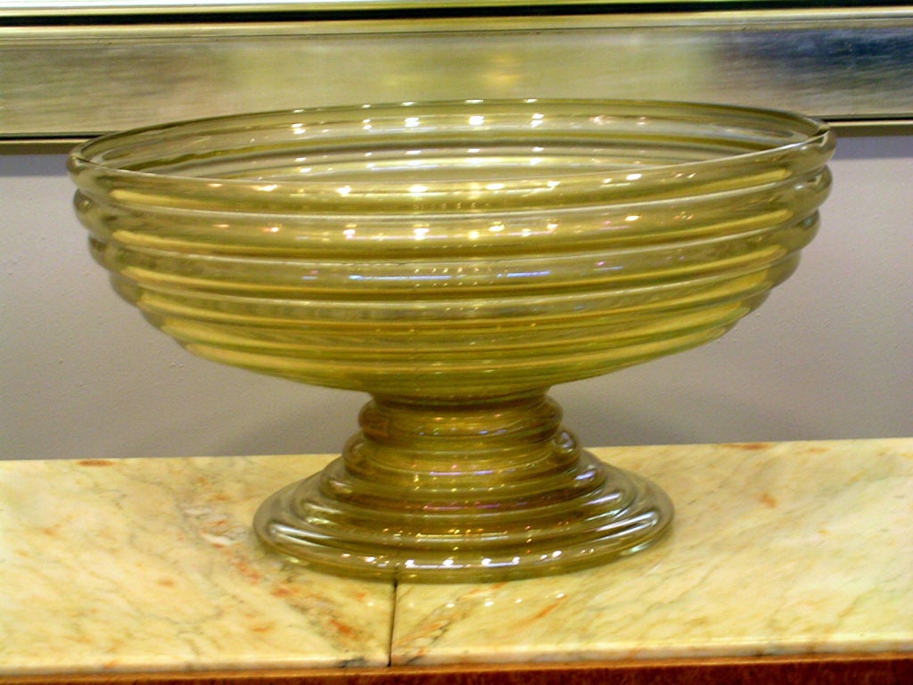 1930's Overscaled Lemon-Gold Murano Centerpiece Bowl