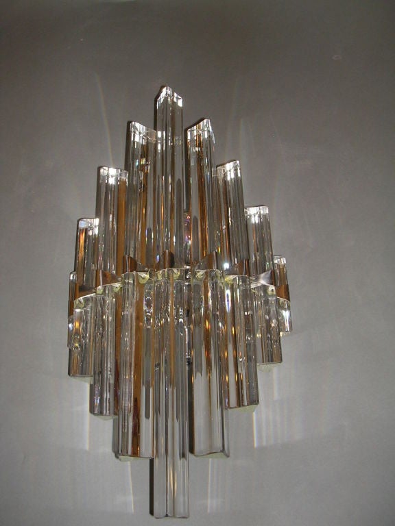 A Pair of 1970's Glass Wall Sconces
