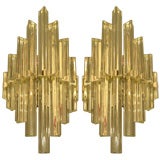 A Pair of 1970's Glass Wall Sconces