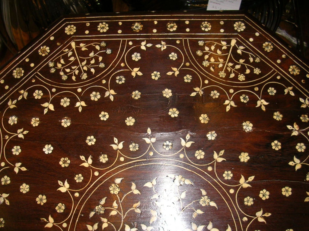 Pair of 19th C  Anglo-Indian Ivory Inlaid Octagonal SideTables 1