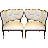 A Pair Of French Art Deco Leaf Form Upholstered Chairs