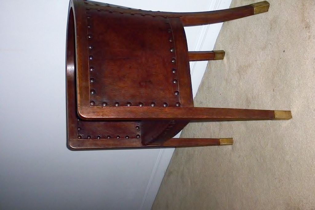 French Pair of Leather Barrel Chairs