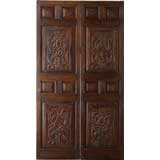 Portera-18th C. Antique Spanish Double Door W/ Engraved Settings