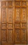 Portera-19th C. Antique Spanish Double Door With Carved Settings