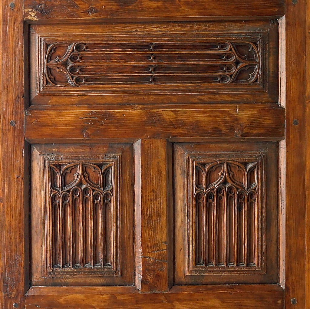 18th Century and Earlier Portera-18th C. Antique Spanish Door With Carved Settings For Sale