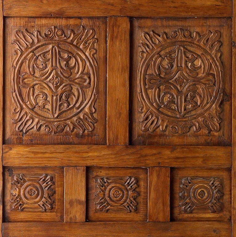 18th Century and Earlier Portera-18th C. Antique Spanish Door With Carved Settings