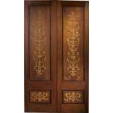 Portera-19th C. Antique Spanish Door With Inlaid Settings