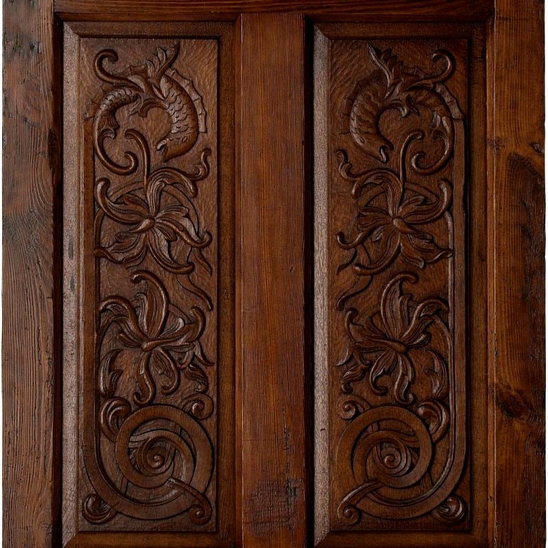 Portera- Antique Spanish Door WIth Carved Settings