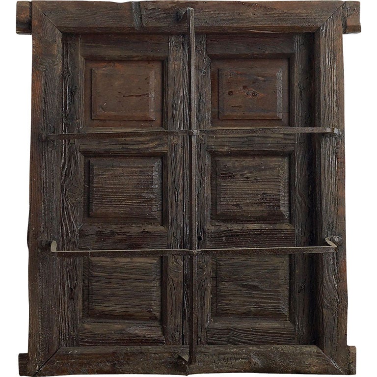 Portera-18th C. Antique Spanish Window With Iron Work For Sale