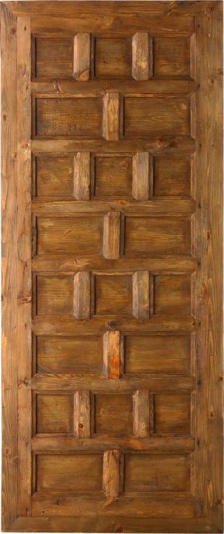 Portera-18thC. Antique Spanish Door With Carved Settings & Nails