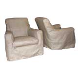 slipcovered club chairs (2)