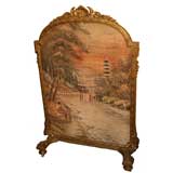 Antique French Screen with Chinese Needlework Scene