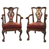 Pair Chippendale style Arm Chairs