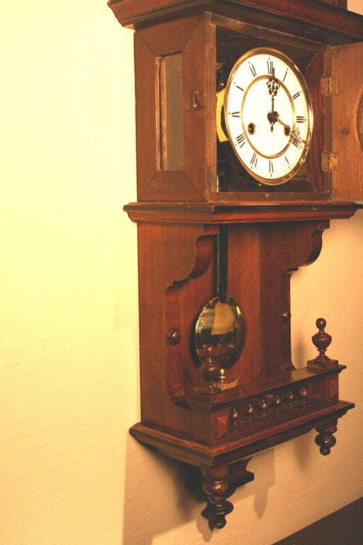 20th Century German Miniature Vienna Regulator Wall Clock.