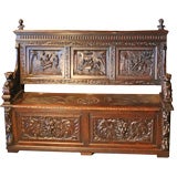 Antique Jacobean style English Oak Deacon's Bench (Settle)