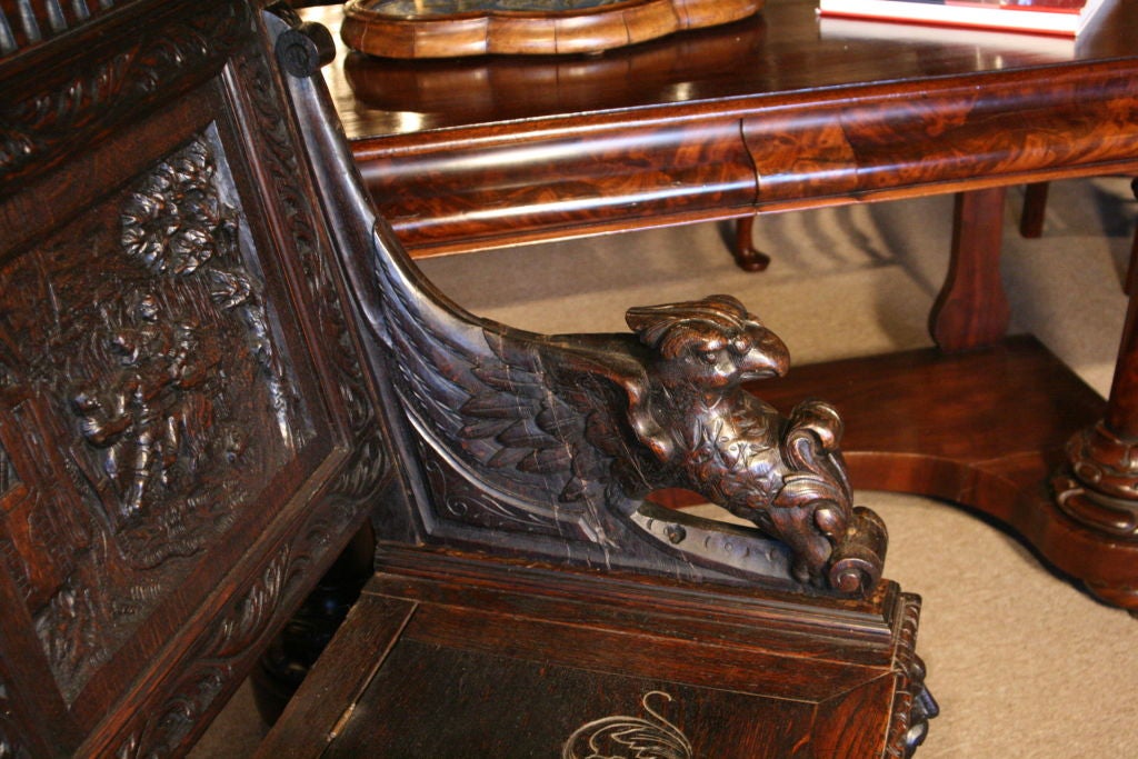 Jacobean style English Oak Deacon's Bench (Settle) 1