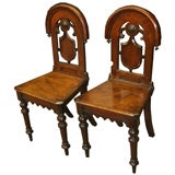 Antique Pair of English Hall Chairs.
