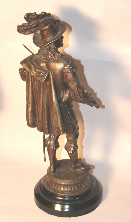 Pair of French Spelter Figurines.  Don Juan & Don Cesar In Excellent Condition In Roswell, GA